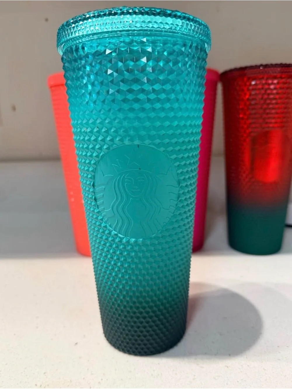 Starbucks Textured Ombre Tumbler Set - Teal, Coral, Hot Pink, Red